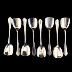 Picture 1/3 -Szamárhát fazonú pesti ezüst fagylaltos kanál szett (8 darabos)