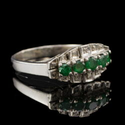 Picture 1/5 -Alliance fazonú női ezüst gyűrű smaragdokkal és gyémántokkal