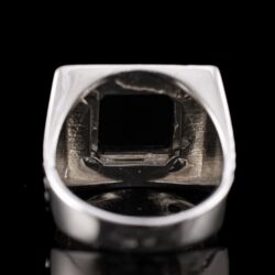 Picture 5/5 -Férfi ezüst pecsétgyűrű kabochon csiszolású ónix kővel