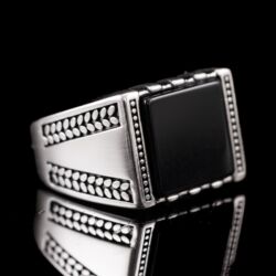 Picture 1/5 -Férfi ezüst pecsétgyűrű fekete ónixlappal