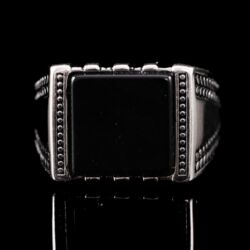 Picture 2/5 -Férfi ezüst pecsétgyűrű fekete ónixlappal