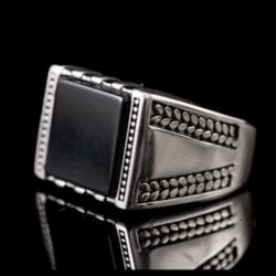 Picture 3/5 -Férfi ezüst pecsétgyűrű fekete ónixlappal