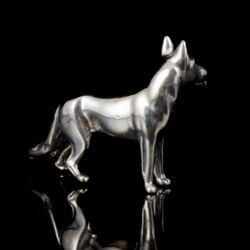 Kép 2/2 - Mini ezüst németjuhász kutya figura
