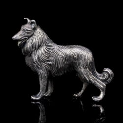 Kép 1/3 - Mini ezüst skótjuhász kutya figura