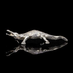 Kép 2/2 - Mini ezüst krokodil figura