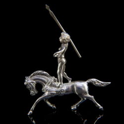 Kép 2/2 - Mini ezüst artista figura lovon