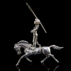 Picture 2/2 -Mini silver figure of an artist on a horse