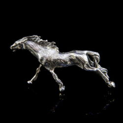 Kép 2/2 - Miniatűr ezüst vágtató ló figura