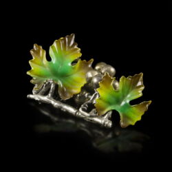 Picture 2/3 -Mini silver grapevine with enameled leaves