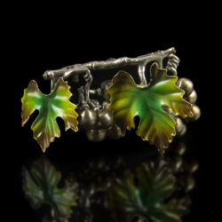 Picture 1/3 -Mini silver grapevine with enameled leaves