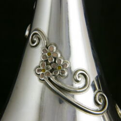 Picture 3/4 -Silver liquor bottle with a small glass