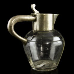 Picture 1/2 -Small glass decanter with silver handles