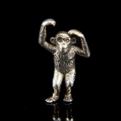 Picture 2/2 -Mini silver chimpanzee figurine