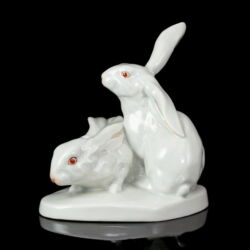 Picture 2/3 -Herend porcelain rabbit pair of figurines