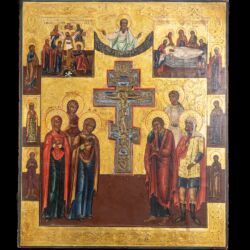 Picture 1/7 -Krisztus keresztrefeszítése ikon kisméretű bronz pravoszláv kereszttel