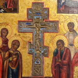 Picture 2/7 -Krisztus keresztrefeszítése ikon kisméretű bronz pravoszláv kereszttel