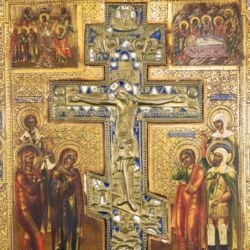 Picture 2/10 -Crucifixion of Christ: Icon with bronze Orthodox cross