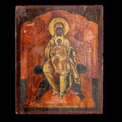 Picture 2/4 -Icon of the Mother of God seated on a throne with silver plating