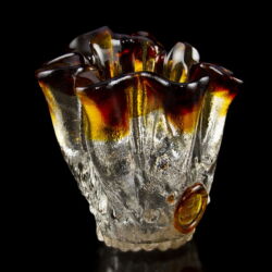 Picture 2/3 -Glass vase with amber brown wavy edge