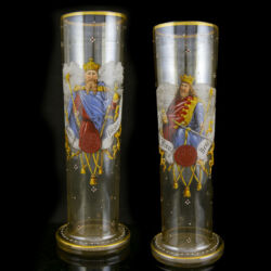 Picture 1/11 -Pair of German glass vases with painted portraits of French monarchs