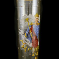 Kép 5/11 - Német üvegváza pár festett francia uralkodóportrékkal