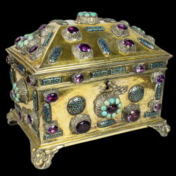 Picture 1/4 -Antique silver box with amethyst stones