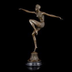 Kép 2/4 - F. Preiss jelzéssel kortárs bronz szobor - art deco táncosnő