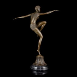 Kép 4/4 - F. Preiss jelzéssel kortárs bronz szobor - art deco táncosnő