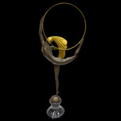 Picture 5/5 -Kortárs bronz art deco táncoső karikával