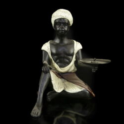 Kép 2/6 - Kortárs festett bronz szobor: Gyertyatartó arab kisfiú