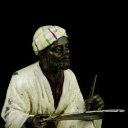 Kép 2/5 - Kortárs festett bronz szobor kompozíció: író arab férfi