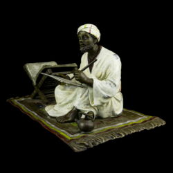 Kép 4/5 - Kortárs festett bronz szobor kompozíció: író arab férfi