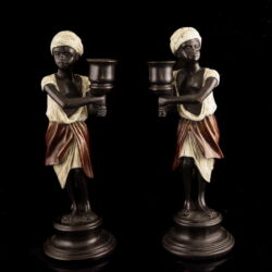 Kép 1/5 - ManGreb jelzéssel figurális bronz gyertyatartó pár
