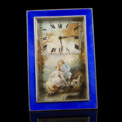 Picture 3/3 -Silver case table clock with blue luster enamel decoration