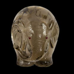Kép 2/3 - Füstkvarc elefánt figura rubin szemekkel