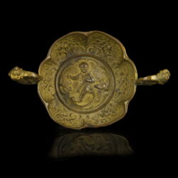 Picture 1/2 -Brass wine-tasting bowl with a putto in its mirror