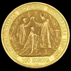 Kép 2/3 - Ferenc József 100 Korona 1907 KB A Koronázás 40. évfordulójára
