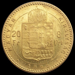 Kép 2/3 - 8 Forint 20 Frank 1892 KB Fiume címerrel Ferenc József