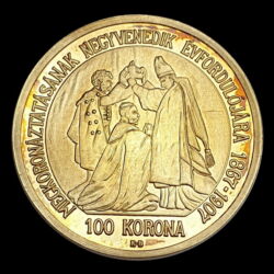 Kép 2/2 - 100 Korona aranyozott ezüst utánveret