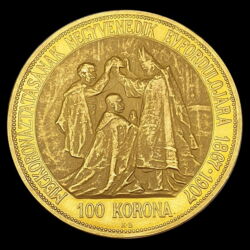 Picture 2/3 -Franz Joseph 100 Korona 1907 KB For the 40th anniversary of the Coronation