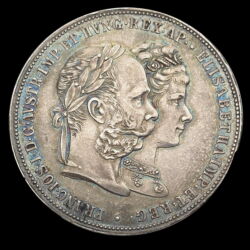 Kép 1/2 - 2 Gulden 1879 Ferenc József és Sissi 25. házassági évfordulójára