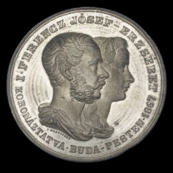 Kép 1/2 - Ón emlékérem Ferenc József és Erzsébet budai koronázására 1867