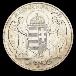 Picture 2/2 -5 Pengő 1939 "Horthy on the left"