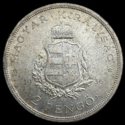 Picture 3/7 -2 Pengő Pázmány sor 1935-1936 ezüst érmeszett