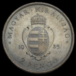 Picture 7/7 -2 Pengő Pázmány sor 1935-1936 ezüst érmeszett