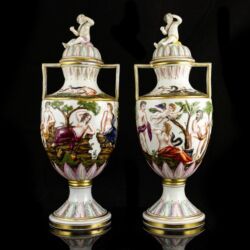 Picture 1/7 -Capodimonte-style pair of urns