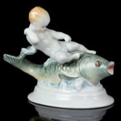 Kép 1/5 - Herendi porcelán halon lovagló fiú figura
