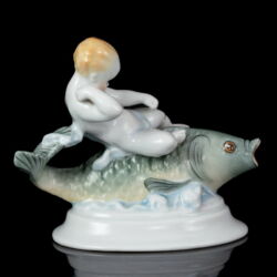 Kép 4/5 - Herendi porcelán halon lovagló fiú figura