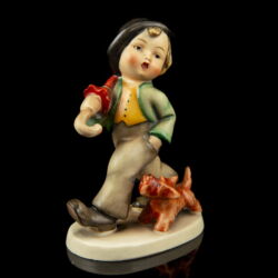 Picture 1/5 -Hummel " Strolling along" figurine - a boy with an umbrella walking his dog