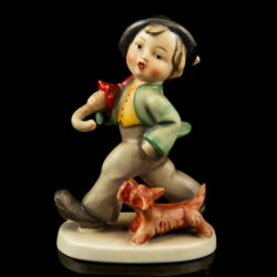 Picture 2/5 -Hummel " Strolling along" figurine - a boy with an umbrella walking his dog